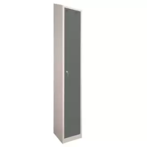 Image of 1 Door Locker, 300X300, Grey Carcass/Dark Grey Doors, Sloping Top, Camlock