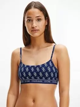 Calvin Klein CK One Cotton Logo Unlined Bralette - Blue Size M, Women