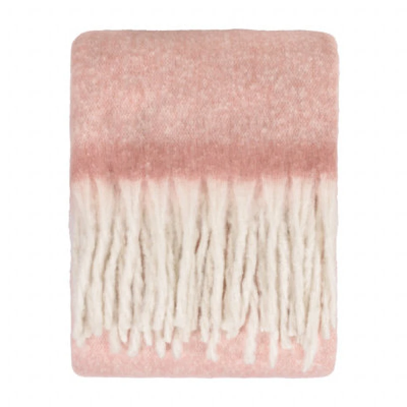 Image of Furn Furn Cozy Woven Tasselled Throw in Pink Size: 140cm x 180cm Pink 140cm x 180cm Unisex 5025532364807