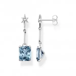 Sterling Silver Light Blue Stones With Star Earrings H2115-644-1