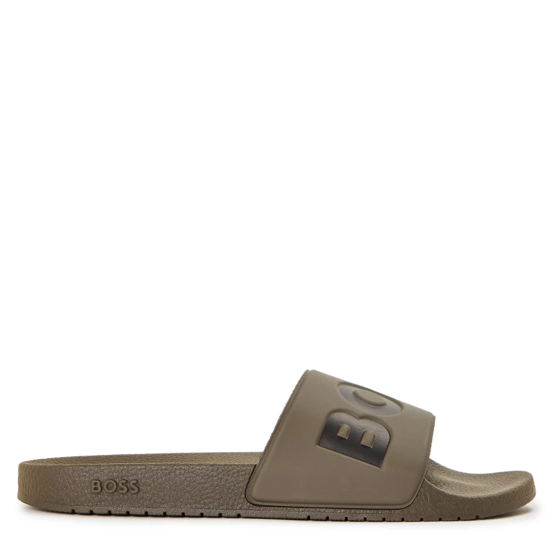 Image of Boss Mens Aryeh Sliders, Comfy Footbed Sandals Medium Brown male 11 (45)