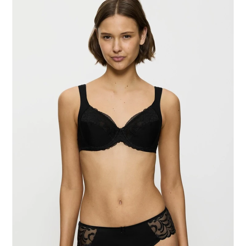 Image of Triumph Modern Lace+Cotton Full Cup Bra Black Polyamide 34DD