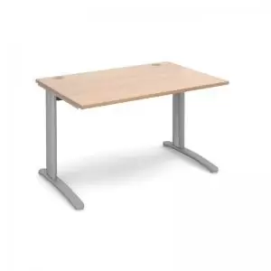 image of TR10 straight desk 1200mm x 800mm - silver frame and beech top