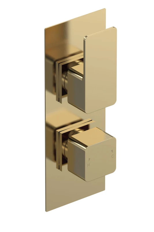 Image of Balterley Concealed Twin Thermostatic Shower Valve Diverter Brushed Brass 215mm in Metallics Metallics Unisex