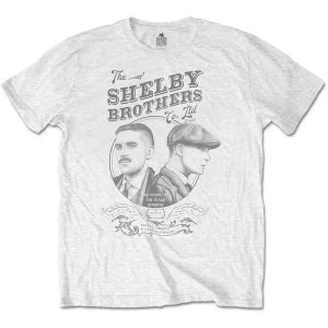 image of Peaky Blinders - Shelby Brothers Circle Faces Mens Large T-Shirt - White