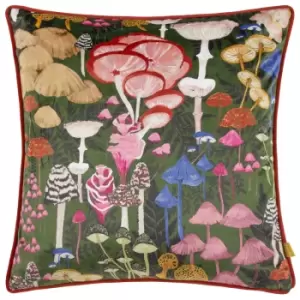 image of Amanita Mushroom Cushion Green / 43 x 43cm / Polyester Filled