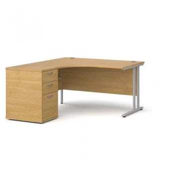 image of Maestro 25 left hand ergonomic desk 1400mm with silver cantilever