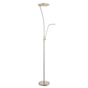 image of LED 1 Light Floor Lamp Satin Chrome, And Frosted Plastic