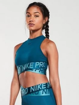 Image of Nike Training Pro Intertwist Crop Tank - Midnight Turquoise