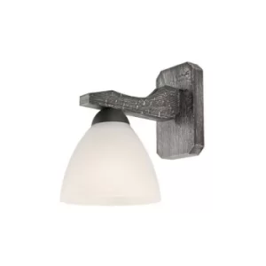 image of Adriano Dome Wall Light, Glass Shade, Graphite, 1x E27