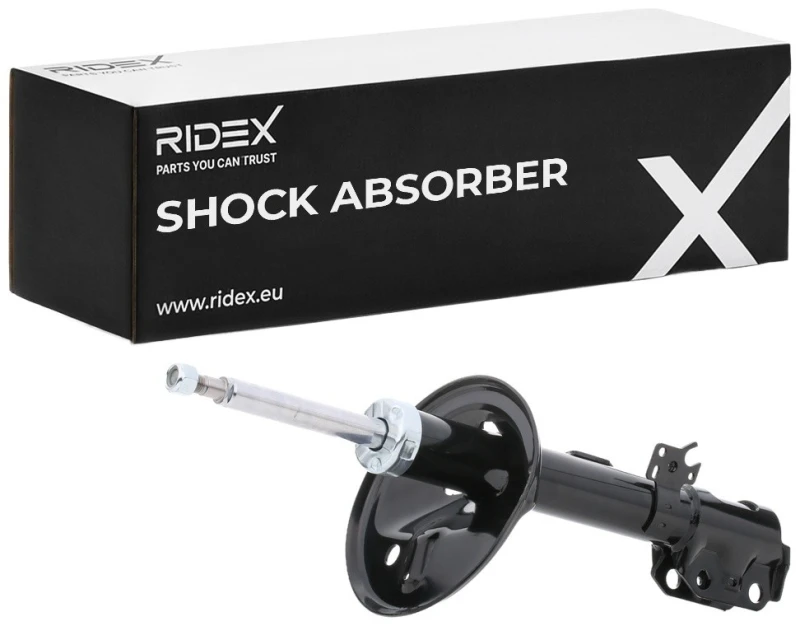 Image of RIDEX 854S0223 Shock absorber Front Axle Right, Gas Pressure, Twin-Tube, Suspension Strut, Bottom Plate Shock Absorber (854)