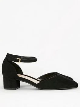 Image of Evans Extra Wide Fit Two Part Court Shoe - Black, Size 9, Women