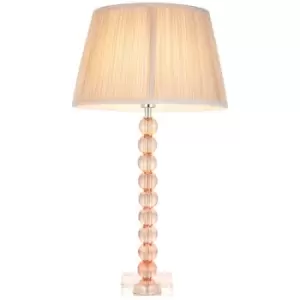 image of Adelie & Freya Base & Shade Table Lamp Blush Crystal Glass & Oyster Silk - Endon