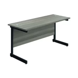 Image of Jemini Rectangular Single Upright Cantilever Desk 1400x600x730mm Grey Oak/Black KF810650