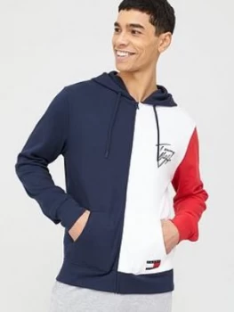 Image of Tommy Hilfiger Colourblock Zip Through Hoodie - Navy/Blazer, Navy Blazer Size M Men