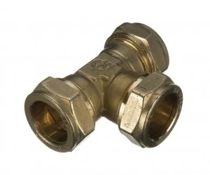 Image of Wickes Brass Compression Equal Tee - 28mm
