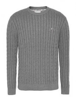 Image of Tommy Jeans TJM Essential Cable Sweater - Grey, Size S, Men