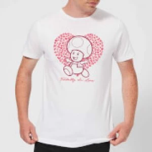 Image of Super Mario Toadally In Love Mens T-Shirt - White - 3XL