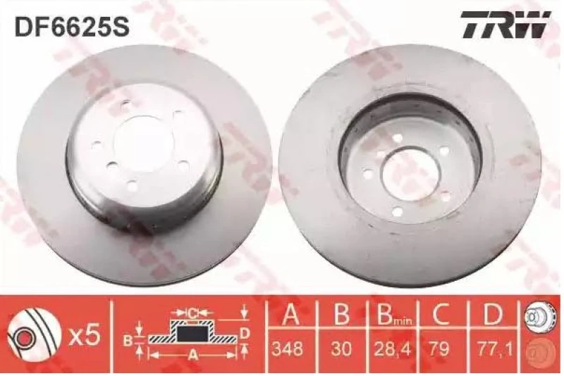 Image of Brake disc TRW DF6625S