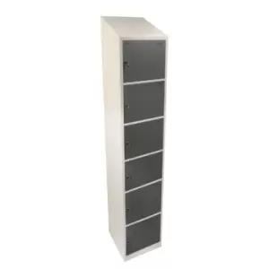 image of Six Tier Hero Metal Locker, Light Grey Doors, 1950H x 300W x 450D