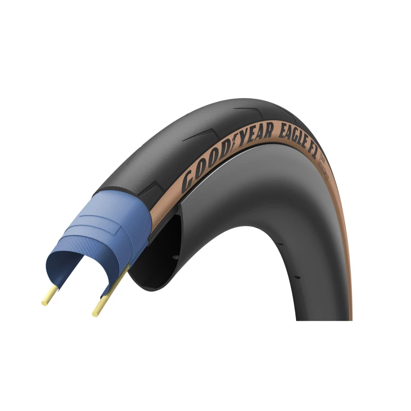 Image of Goodyear Eagle F1 Tubeless Ready Road Tyre - Brown Brown XL Boys