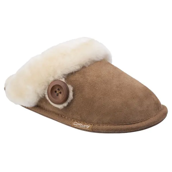 Image of Costwold Womens Lechlade Sheepskin Clog Mule Slippers - UK 3 Brown female GDE2717CHE3