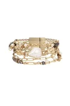 Image of Gold Wrapped Bead & Charm Layered Bracelet