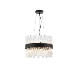 Image of Lysander 10 Light G9, Ceiling Pendant Round, Satin Black, Clear