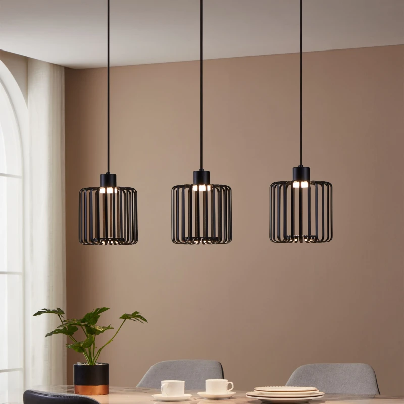Image of EGLO Ginestrone-Z Black Steel RGB 3 Light Pendant Light Black