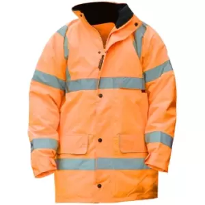 Image of Warrior Mens Nevada High Visibility Safety Jacket (3XL) (Fluorescent Orange) - Fluorescent Orange