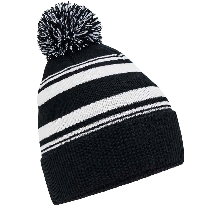 Image of Beechfield Beechfield Men Fan Striped Beanie in True Black True Black One Size Male 5063425853397
