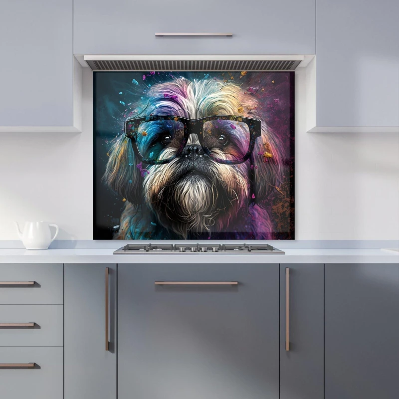 Image of Warren Reed - Designer Lharsa Apso Dog Face Splashart Kitchen Splashback Size: 600mm x 750mm Multicolor Unisex 600mm x 750mm