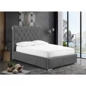 Image of Envisage Trade - Meripa Upholstered Beds - Plush Velvet, Double Size Frame, Grey - Grey