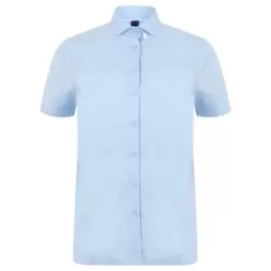 Henbury Womens/Ladies Short Sleeve Stretch Shirt (XS) (Light Blue)