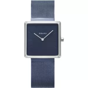 image of Obaku V236LXHLML Kvadrat-Arctic Womens Blue Mesh Wristwatch