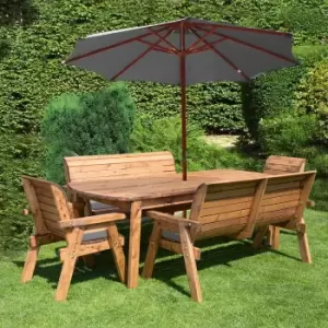 Image of Charles Taylor Eight Seater Rectangular Table Set with Benches and Parasol, Grey