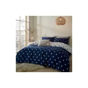 Image of Catherine Lansfield Brushed Spot Duvet Cover Set Navy King - Blue