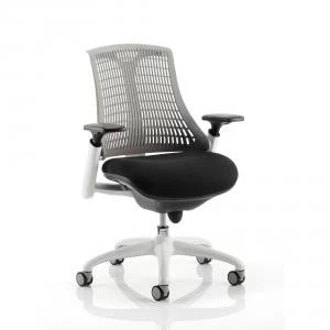 image of Trexus Flex Task Operator Chair With Arms Black Fabric Seat Grey Back