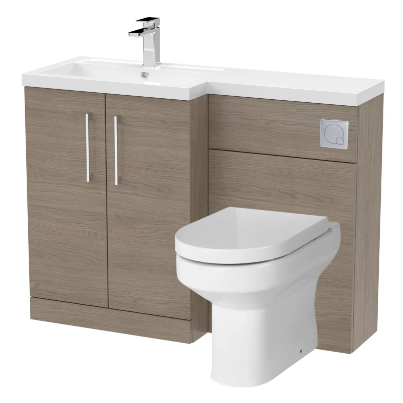 Image of Balterley Floor Standing Vanity Basin WC Unit Pan Seat Cistern Left Hand Brown