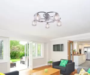 Image of BOLLA LED 5-Lights Energy Saving LED Ceiling Light Polished Chrome Warm White 3000K Bulbs Included