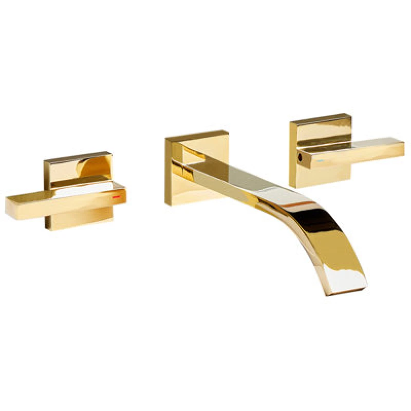 Image of Beliani Wall Mounted Basin Mixer Tap Berraco Brass Gold