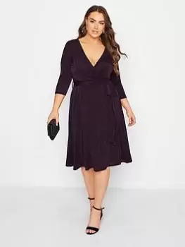 Image of Yours Party Wrap Dress - Purple, Purple, Size 16, Women