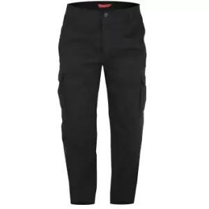 image of Duke Mens Robert-D555 Peached And Washed Cotton Cargo Trousers (42L) (Black)