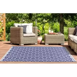 Image of Terrace Diamond Modern Geometric Flatweave Outdoor Rug in Navy 150 x 230cm (4'x11x7'7'')