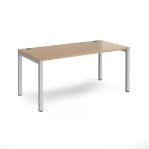 image of Bench Desk Single Person Starter Rectangular Desk 1600mm Beech Tops With Silver Frames 800mm Depth Connex