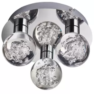 Image of Flush Bathroom Ceiling Light IP44 Warm White LED Ball Modern Chrome Round Lamp
