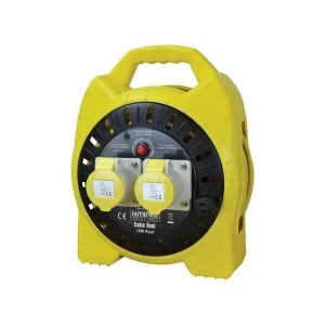 image of Faithfull Power Plus Semi-Enclosed Cable Reel 110V 16A 2-Socket 15m (1.5mm Cable)