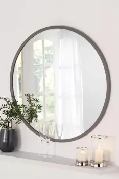 Image of Round Wall Mirror Dark Grey 90cm