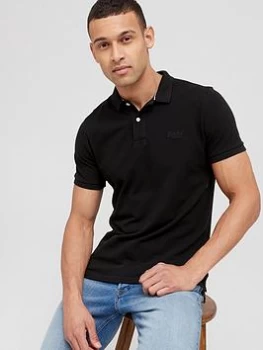 Superdry Classic Pique Polo Shirt - Black, Size S, Men