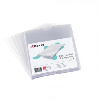 image of Rexel Nyrex Top Opening Card Holders Clear 152x102mm - 1 x Pack of 25 Card Holders